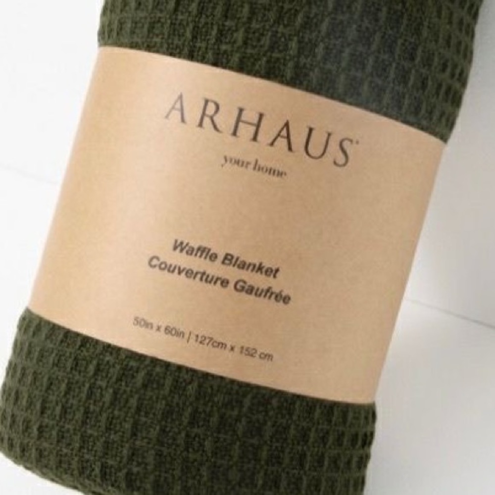 Arhaus Waffle Knit Throw
Blanket- Green